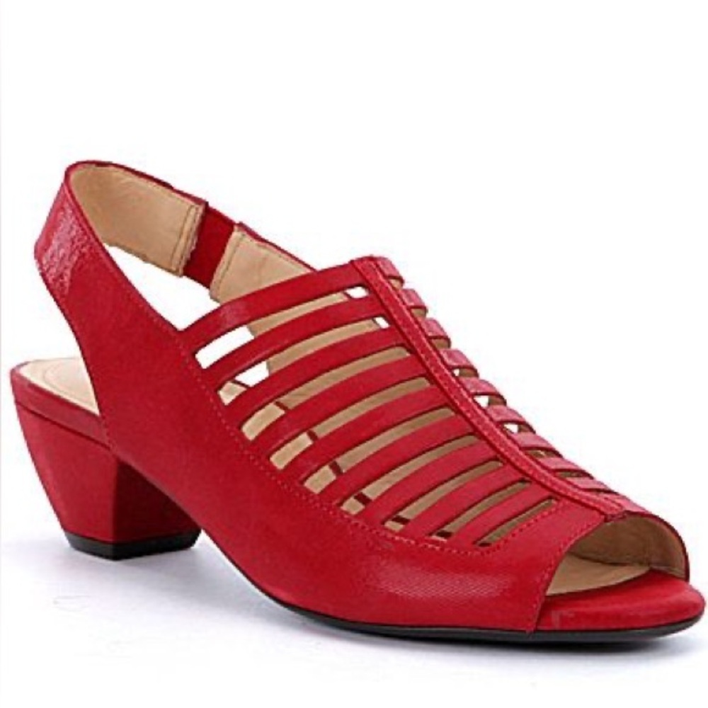 Dillards Nurture Brand in Vivicah Nubuck Red  Leather Slingback Size 8M